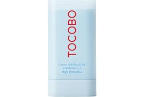 TOCOBO [TOCOBO] Barra solar suave de algodón SPF50+ PA+++ 0.67 onzas / 0.67 oz | Ingredientes naturales, antisebo, sensación mate suave | EWG Green + sin PEG, barra solar vegana coreana para la cara