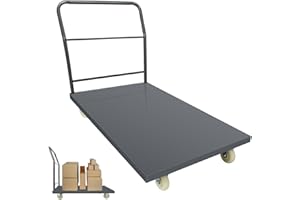 Heavy Duty Platform Truck Moving Flatbed Cart, 48 * 24Push Dolly, 2000 LBS Dolly Flatform with Wheels and Handle, Steel Flatb