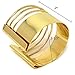 Yueton Stainless Steel Smooth Hollow Hoop Open Ended Wide Cuff Bangle Bracelet Thin Jewelry Hammered Bunch Cuff Bracelet Bangle (Golden)
