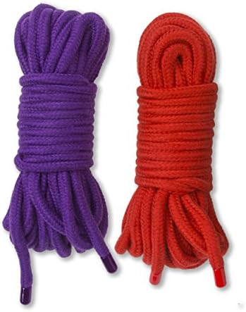 All Purpose Soft Cotton Rope | Red &amp; Purple | 2- pack 32 feet/10m each | 64 feet long total 