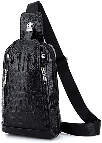 Multipurpose Genuine Crocodile Leather Sling Bag, Shoulder Sling Bag, Crossbody Sling Backpack for Men Women, Fits 7.9 inch Tablet