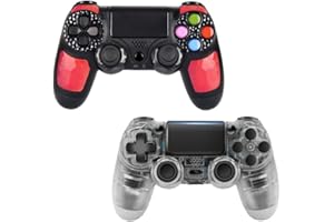 MUCUMO Controller for PS4 Controller 2 Pack,Gaming Controller for Playstation 4 Controller with Motion Sensor/Audio Jack/Long Battery Life,Wireless Controller for PC,Crystal White&Red Diamond,Cheap