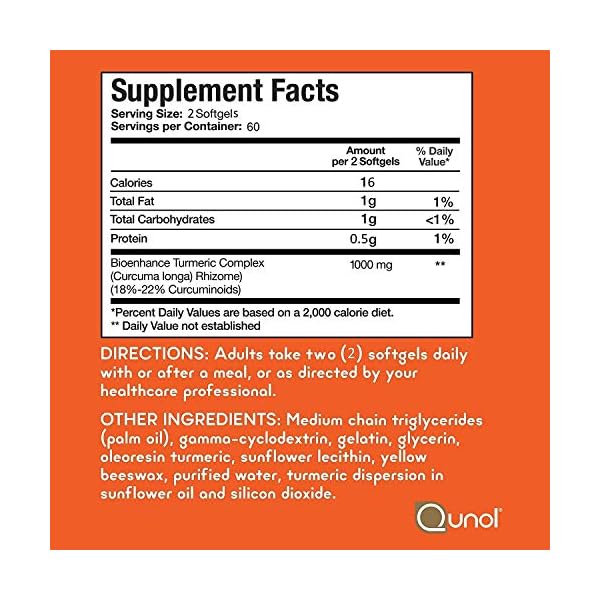 Turmeric Curcumin Softgels, Qunol with Ultra High Absorption 1000mg