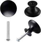 kuou 12 Pcs 30mm Black Matted Round Cabinet Knobs with 12 Screws Included view 2