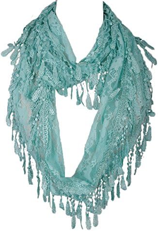 Lightweight Floral Infinity Fashion Lace Fringe Scarf Wrap for Women