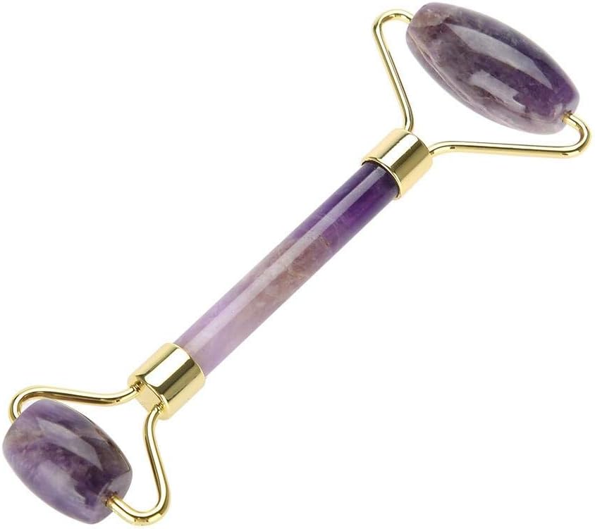 Dioche Jade Roller Face Massager for Face and Gua Sha Facial Tools Jade Roller Amethyst Quartz Original Neck Massager Roller Anti Wrinkle Anti Aging for Face Eyes