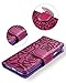 FLYEE Case Compatible with iPhone 7 Plus/8 Plus 5.5 inch/SE,Wallet Case for Women and Girls with Card Holder,Premium Leather [Embossed Flowers] Flip case Protective Cover with Wrist Strap-Purple