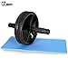 JBM Abdominal Wheel Roller Abwheel Abroller Ab Core Trainer Equipment Dual Wheels Rubber Handle Anti Slip for Exercise Workout Gym Fitness Crossfit - 440lbs Capacity (Black-, 10” x 7” x 7”)