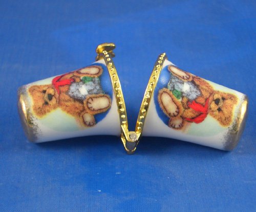 Porcelain China Thimble Needle Case -- Steiff Teddy Bears