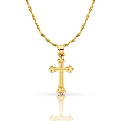 Buy 14K Yellow Gold Cross Pendant with 