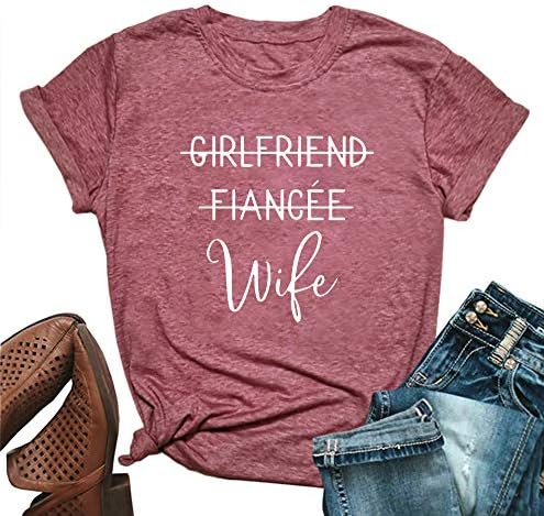 MOMOER Girlfriend Fiancee Wife Shirt Women Cute Engagement Gift for Bride Honeymoon Vacation Tops Tee