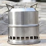 Sprotsrain Solidified Alcohol Stove Compact Portable Wood Stove Stainless Steel Super Light Sturdy Durable for Outdoor Activities Picnic BBQ Camping Hiking Metallic Finish Pack of 1 Wood Stove with 1 Mesh Bag