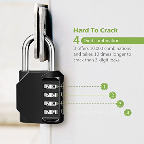 KeeKit Combination Lock, 4 Digit Combination Padlock, Weatherproof Outdoor Gate Lock, Locker Lock for School, Gym, Employee, Combination Lock for Case, Toolbox, Hasp Cabinet and Storage, 2 Pack