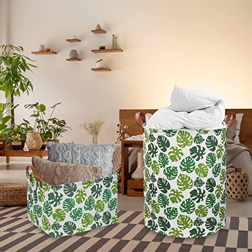 CLOCOR Green Laundry Basket,Canvas Jungle Theme Baby Nursery Hamper