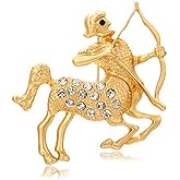 vmcoatdu 12 Constellations Pin Inlaid Rhinestone Brooch Metal Revivalism Style Souvenir Badge for Hat Clothes Backpack