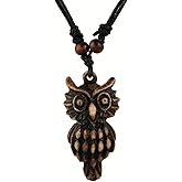 Vintage Resin Animal Owl With Beads Pendant Necklace, Talisman Protection Pendant, Hand Woven, Adjustable Rope, Men'S And Women'S Dressing Accessories, Resin, No Gemstones