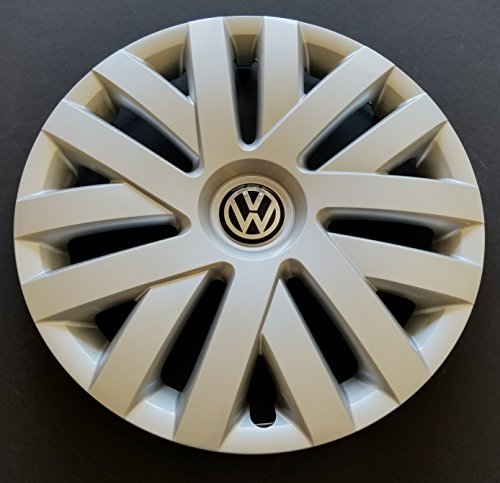 One New Replacement Fits 2010 2011 2012 2013 2014 Volkswagen Jetta Style 16" Wheel Cover Hubcap,7 Double Spoke, Silver, Plastic,Spring Steel Clip