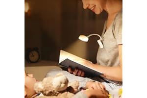 Reading Light,5LEDs with 3 Color Temperature 3 Brightness Levels Clip On Book Light for Reading in Bed with Power Indicator f