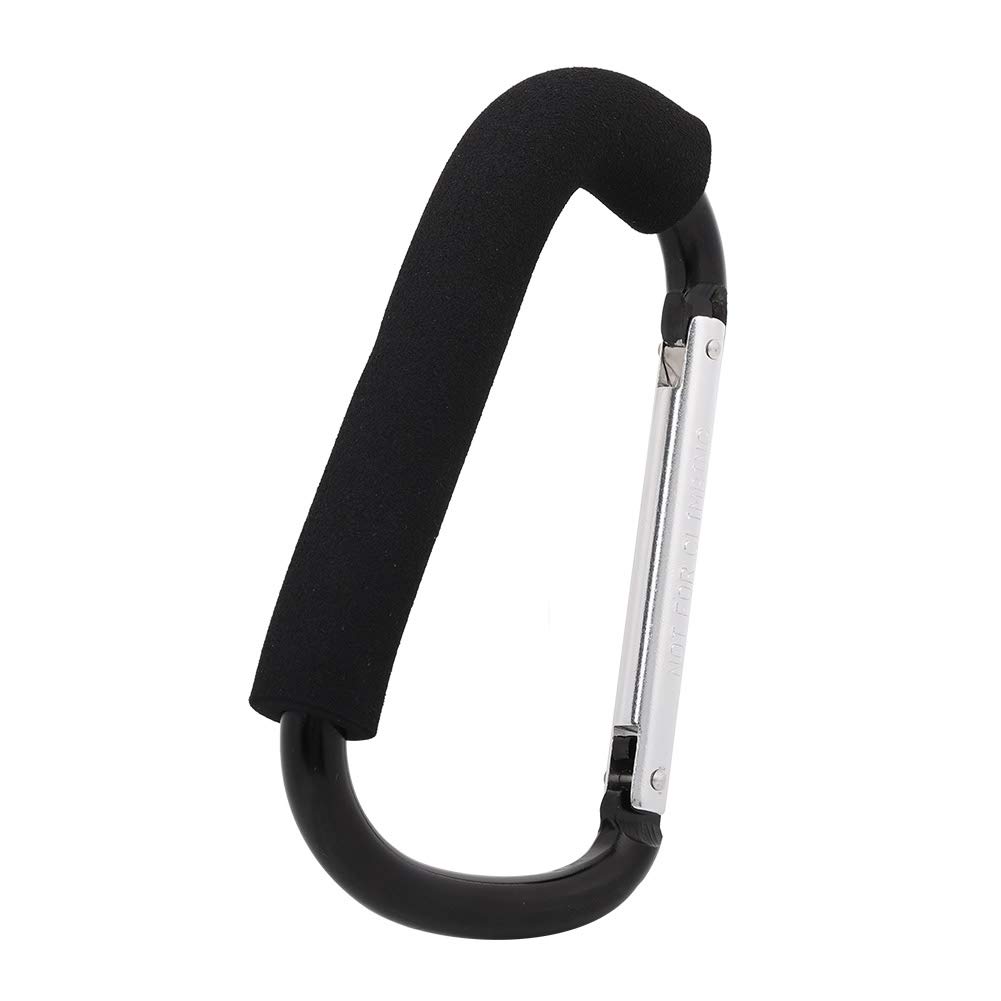 Black Baby Stroller Hooks Multi-Purpose Pushchair Clips Carabiner for Diaper Bags Shopping Clothing Toys (16x10CM)