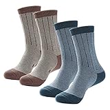 isnowood 2 Pairs Thermal Wool Socks - Crew Socks, Hiking Socks for Winter, Men, Women