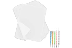 UEERDAND 50 Sheets Carbon Paper White Graphite Paper Transfer Tracing Paper and 5 Pieces Ball Embossing Styluses for Wood, Paper, Canvas and Other Art Craft Surfaces (White-50)