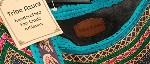 Hippie Sling Handmade Crossbody Bag Boho Chic Patchwork Embroidered Shoulder Purse Gypsy Blue