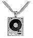 Xusamss Hip Hop DJ 18K Gold Plated Crystal Phonograph Tag Pendant Necklace with Chain