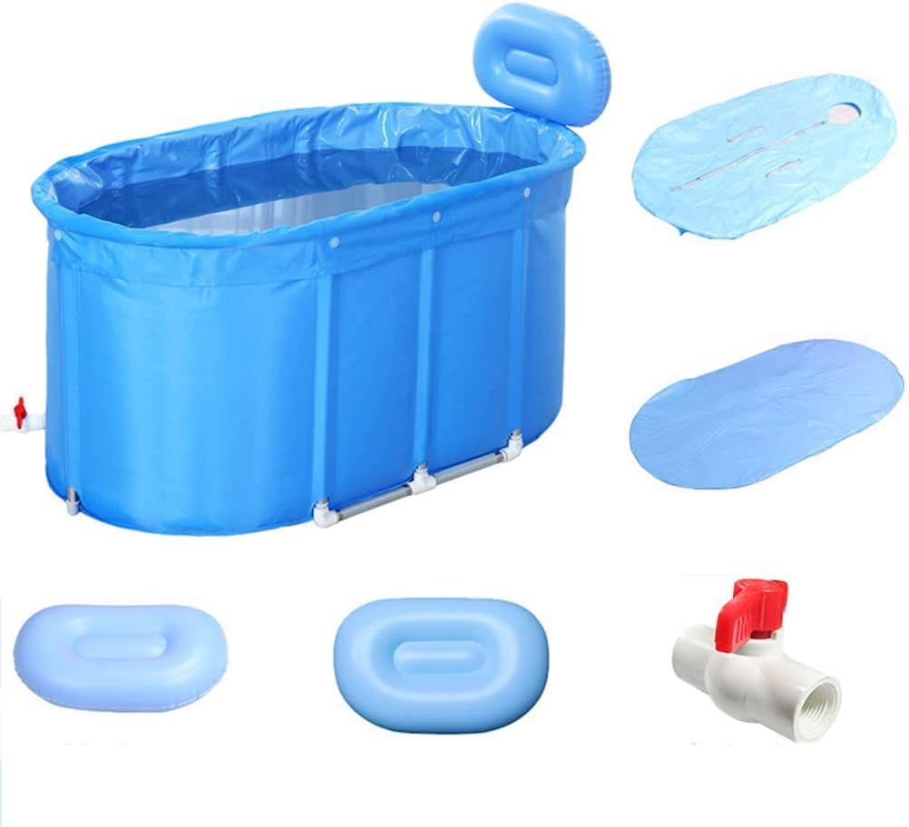 AJH Folding Bathtub Double Insulation Portable Bath Tub Warm Spa Adult Household Blow Up Travel Bath With/Pillow,New Model & Stronger Zipper