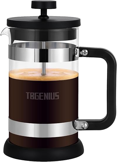 TBGENIUS 4 Cup Cafetiere French Press Coffee Maker 0.6L Borosilicate Glass
