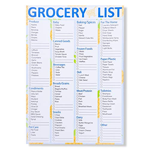 Essential 7" x 10" Grocery List, To Do List, Daily Planner Pad for