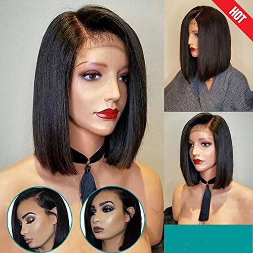 ARUKIHAIR 10A Short Bob Human Hair Lace Front Wig 136 Lace Wig Brazilian Virgin Glueless Silky Straight Hair Wigs with Baby Hair for Women Natural Color 8 Inch Right Parting