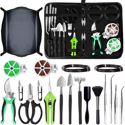 20-Piece Bonsai Tool Kit, Gardening Tools Set with Pruning Shears