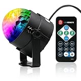 Party Light - Lunaoo Sound Activated LED Disco Ball Stage Light with Remote Control - RGB 7 Color Modes Strobe Lights - Add A Fun Touch to Dance Party Holiday Get-Together