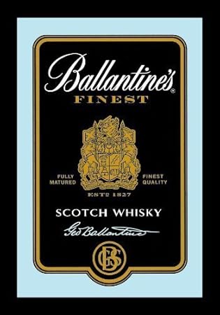 Ballantines Scotch Whisky Label Logo black Nostalgie Barspiegel Spiegel Bar Mirror 22 x 32 cm