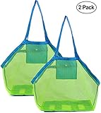 EXKOKORO Ultra Large 2 Pack Mesh Beach Bag Tote, Beach Toys Organizer Storage Bags, Toys & Shell Bag Stay Away from Sand The Beach