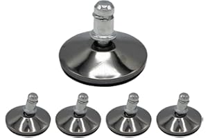 FOH Office Chair Stool Fixed Stationary Foot Anti-Slip Bell Glides Low Profile Bell Glides Replacement Without Casters Wheels Set of 5 (Silver Large)