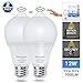 Bomcosy PIR Motion Sensor LED Bulb E26 12W Cool White 6000K Equivalent to 100W Auto on/Off for Stairs Garage Corridor Basement Walkway 2 Pack