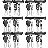 iPower GLROPEX6 6-Pair 1/8 Inch 8-Feet Long Heavy Duty Adjustable Rope Clip Hanger (150lbs Weight Capacity) Reinforced Metal Internal Gears