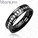 Mens Black Rings with CZ Titanium Eternity Wedding Band Round Cubic Zirconia size 5 to 14 spj