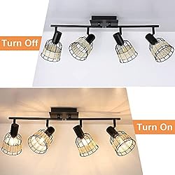 Depuley Modern Track Lighting Kit, 4-Head Rattan