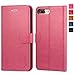 TUCCH Wallet Case for iPhone 8 Plus/iPhone 7 Plus, Magnetic Stand Card Slot Money Pouch, PU Leather Purse Flip Cover [TPU Interior Case] Compatible with iPhone 8 Plus/7 Plus, Hot Pink
