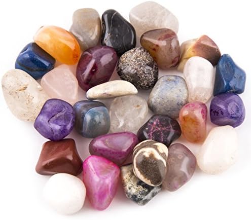 Crystal Allies Materials: 3lb Tumbled Natural &amp; Dyed Assorted Stone Mix from Brazil - 1.5" to 2.5"