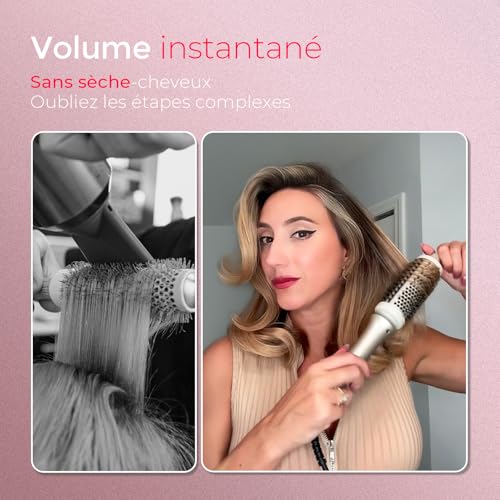TYMO STYLUX Thermal Brush, 43 mm Thermal Brush, One-Step Ceramic Heated Curling Comb, 3 Temperatures, Electric Curling Brush for Smoothing and Volume