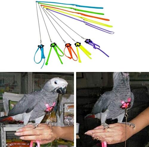 Cute Adjustable Anti Bite Parrot Bird Leash Harness Training Rope for Bird Parrot African Grey Cockatoo Random Color