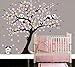 LUCKKYY Three Playful Pandas Bear on Cherry Blossom Tree Wall Decal Tree Wall Sticker Nursery and Children's Room (Pink)