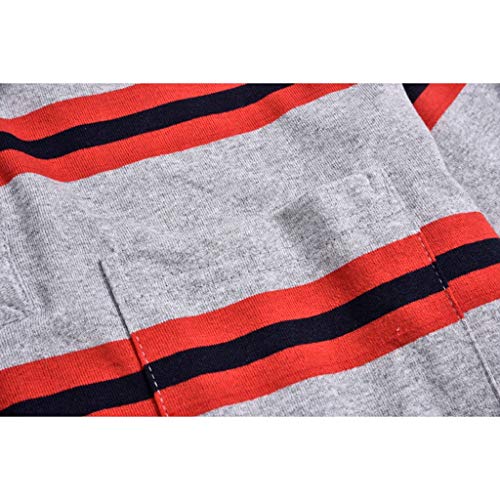 Dry fit Polo Shirts for Men Short Sleeve Regular Fit Striped Polo Shirt with Pocket Mens Casual Summer 2019 Red - Thumbnail 3