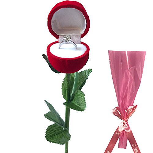 Red Rose Jewelry Gift Box Case for Ring Earring Romantic Engagement Wedding Ring Earrings 1pc