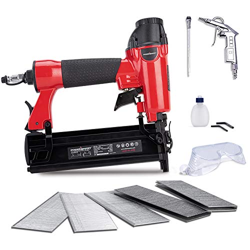 Clavadora POWERSMART Brad, clavadora neumática 2 en 1, compatible con calibre 18, 5/8 pulg. A 2 pulg., Pistola de clavos neumática de 100 sujetadores, 300 clavos Brad, 200 grapas de corona incluidas, PS6130 Clavadora POWERSMART Brad, clavadora neumática 2 en 1, compatible con calibre 18, 5/8 pulg. A 2 pulg., Pistola de clavos neumática de 100 sujetadores, 300 clavos Brad, 200 grapas de corona incluidas, PS6130