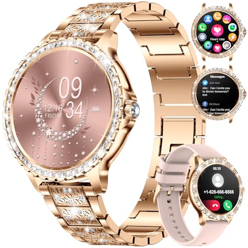 LIGE Smartwatch Damen Bluetooth Anrufe für Android iOS Smart Watch Damen 100+ Sport Activity Tracker 1,32" HD Touch Screen Herzfrequenz Schlaf Monitor