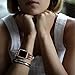 Falandi Apple Watch Band 38mm, Glittering Diamond Metal Rose Gold Case with Handmade Elastic Stretch Bracelet Fashion Women Girls Rhinestone Replacement Strap for iWatch Series 3/2 / 1(M, Pink-38mm)